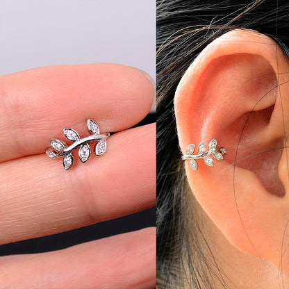 1pcs Simple Flower Shape Zircon Ear Cuff for Women Charming Crystal Clip on Earrings Earcuff Without Piercing  Fashion Jewelry