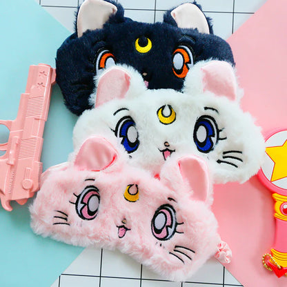 Sailor Moon Anime Luna Kitten Sleep Mask Plush Furry & Kawaii