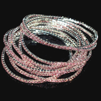 10 Pieces of Ladies Transparent Shiny Crystal Bracelet 27 Colors Full Rhinestone Elastic Bracelet Women Wristband Bracelet Gift