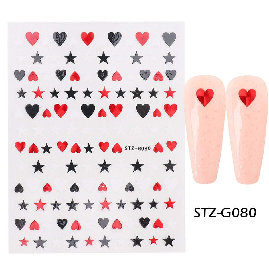 3D Valentine Sticker for Nails Cute Cartoon Lover Sliders for Nail Gang Girl DIY Design Decals Manicure Nail Art Decor GLF106