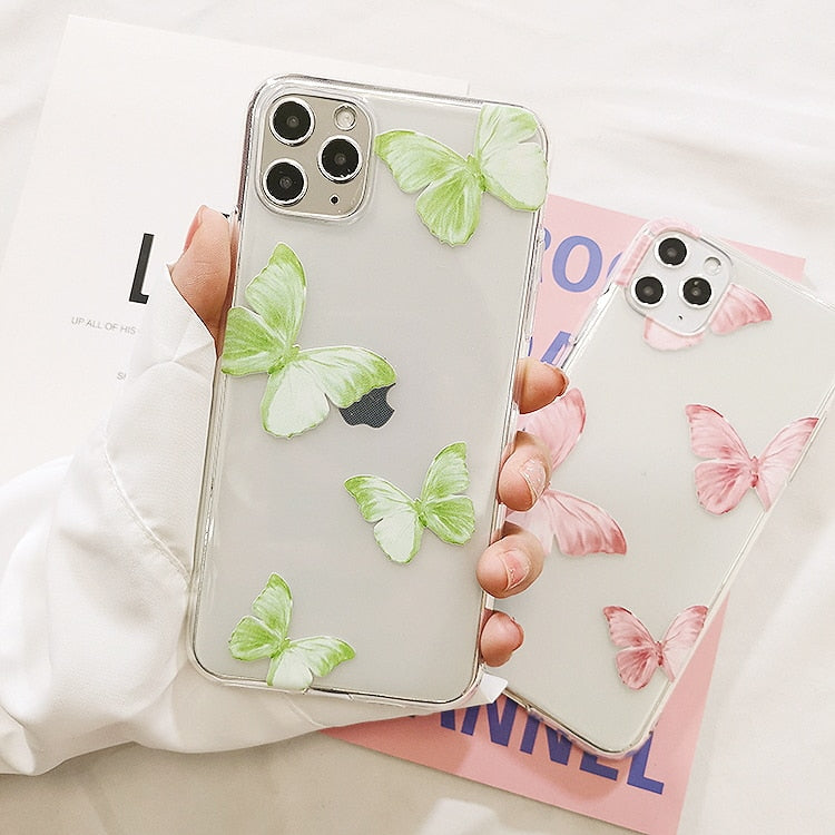 Butterfly Aesthetic Silicone Soft For iPhone 6 7 8 plus xs xr Back Cover For Apple iPhone 11 12 Pro Max Phone Case 13 Pro Mini