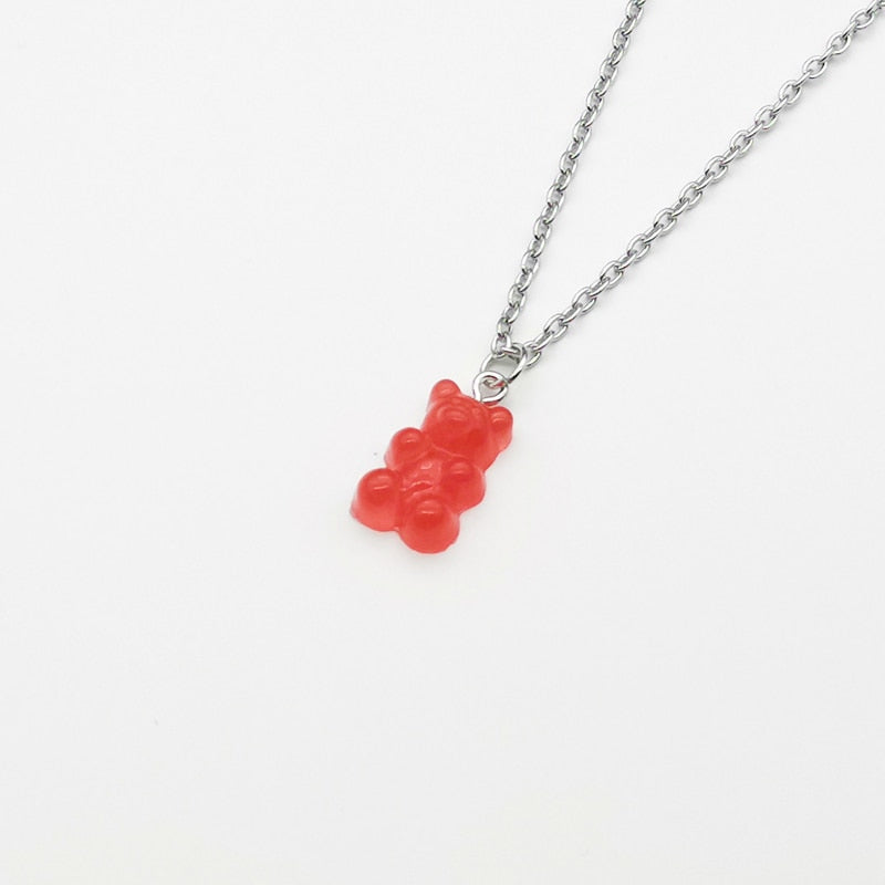 Handmade 33 Colors Cute Judy Cartoon Bear Chain Necklaces, Candy Color Pendant For Women&Girl Daily Jewelry Party Gifts