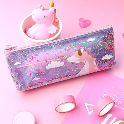 Cute Unicorn Pencil Case Kawaii Shining PU Pencilcase School Pen Case Supplies Pencil Bag School Box Pencils Pouch Stationery