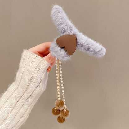 New Elegant Claw Clips Temperament Grab Butterfly Metal Hair Accessories Headdress Hairpin Back Plush Tassel Shark Clip