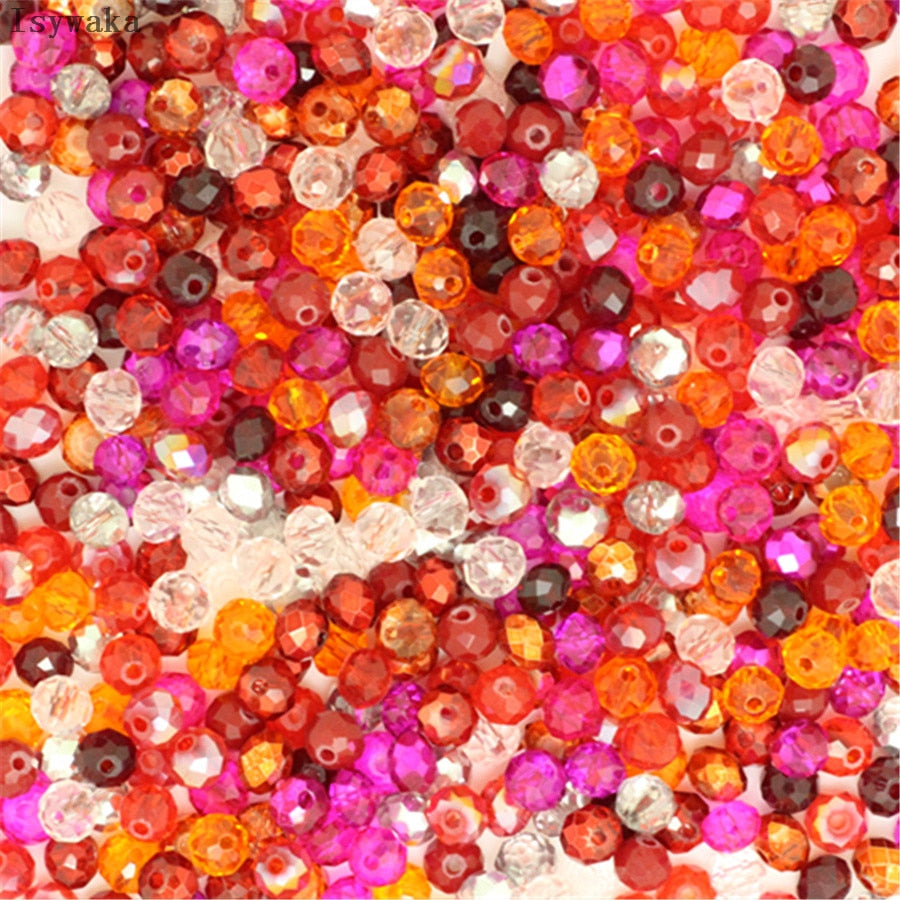 Isywaka Pink Multicolor 4*6mm 50pcs  Rondelle Austria faceted Crystal Glass Beads Loose Spacer Round Beads for Jewelry Making