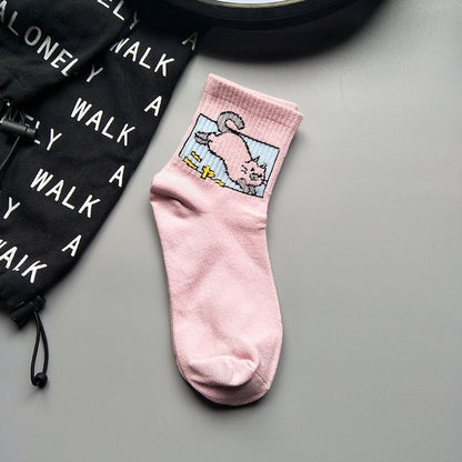 Women Ins Cartoon Patterned Short Funny Socks Cute Animal Dinosaur Socks For Ladies Funny Japan College Wind Concise Socks