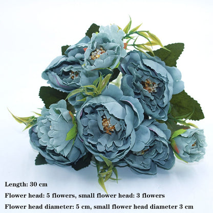 Blue variety autumn fake tea rose peony silk flower autumn gerbera daisy fake flower plastic DIY wedding home accessories