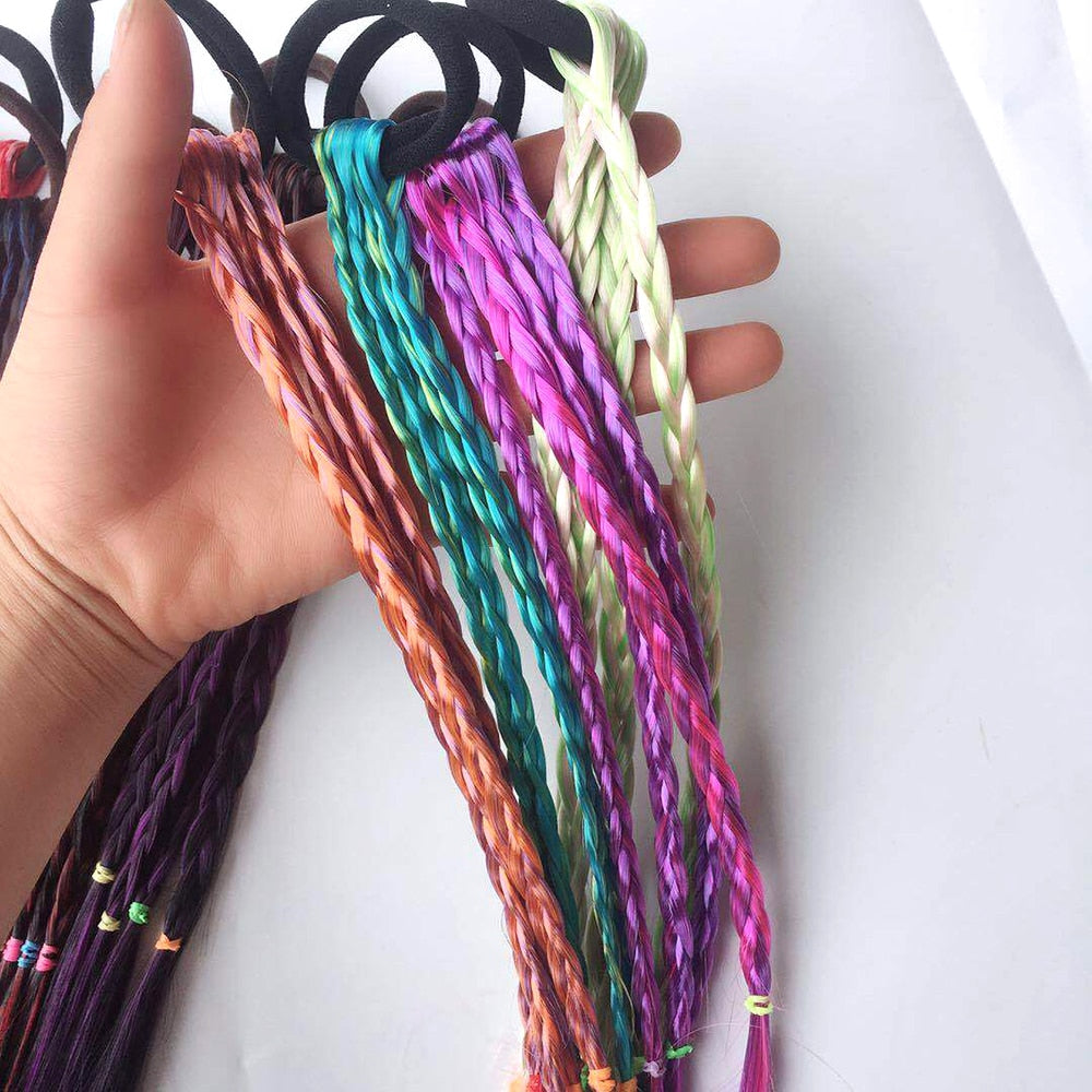 New Cute Girls Elastic Hair Rope Rubber Bands Braides Hair Accessories Wig Ponytail Hair Ring Kids Twist Braid Rope Hair Braider