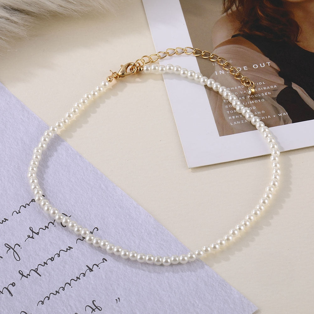 Gold Color Layered Flower Pendant Necklace Women Bohemian Small Daisy Pearl Chain Collar Necklace Female Jewelry Gifts