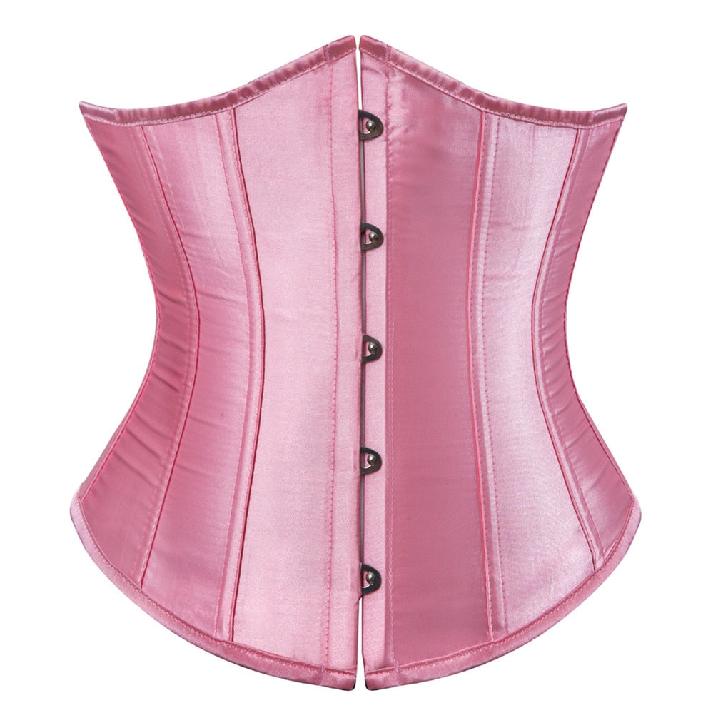 Underbust Corset Women's Underwear Waist Slimming Body Shaper Corset Top for Women Steampunk Lace-up Corset Belt White