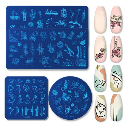 PICT YOU Rose Flower Nail Stamping Plates  Line Pictures Nail Art Plate Stamp Template Marble Leaves Image Printing Plates Tools