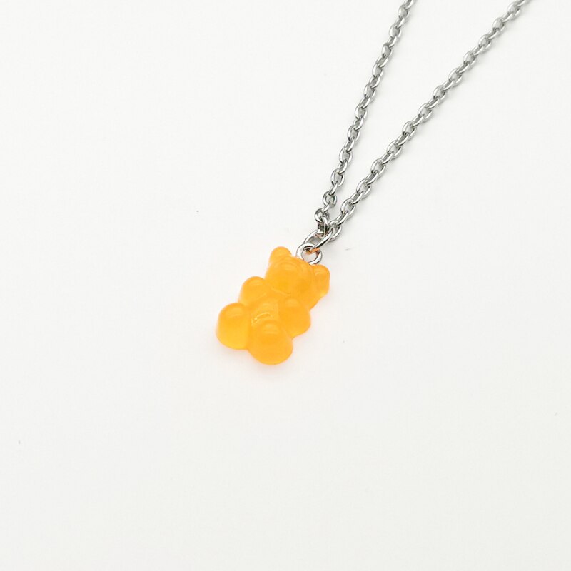 Handmade 33 Colors Cute Judy Cartoon Bear Chain Necklaces, Candy Color Pendant For Women&Girl Daily Jewelry Party Gifts