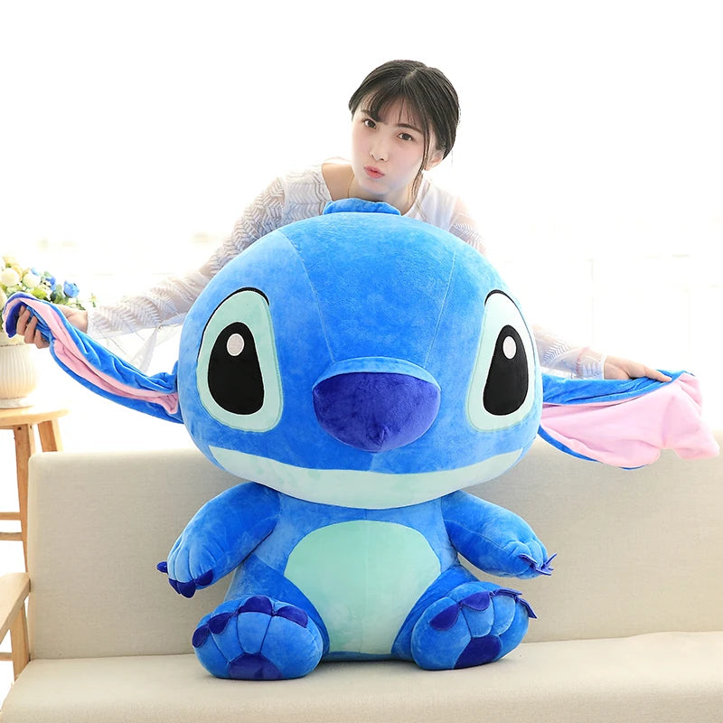 Big Size Disney Stitch Plush Doll Kawaii Soft Blue Pink Elf Cartoon Anime Movie Stuffed Toy Christmas Gift