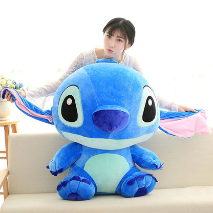 Big Size Disney Stitch Plush Doll Kawaii Soft Blue Pink Elf Cartoon Anime Movie Stuffed Toy Christmas Gift