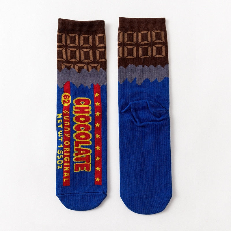 Women Socks Funny Cute Cartoon Fruits Banana Avocado Lemon Egg Cookie Donuts Food Happy Japanese Harajuku skateboard Socks