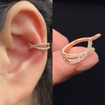 1pcs Simple Flower Shape Zircon Ear Cuff for Women Charming Crystal Clip on Earrings Earcuff Without Piercing  Fashion Jewelry
