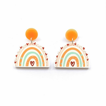 Donarsei Fashion Colorful Rainbow Earrings For Women Cute Cartoon Cloud Heart Drop Dangle Earrings Gift