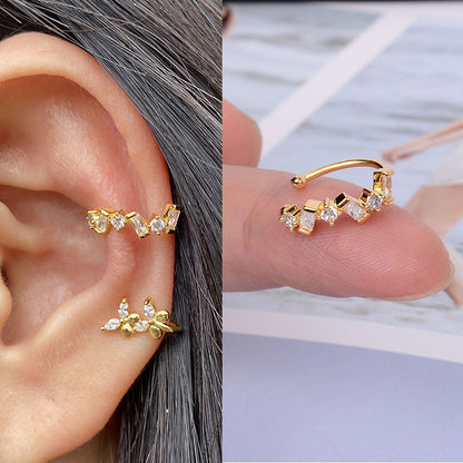 1pcs Simple Flower Shape Zircon Ear Cuff for Women Charming Crystal Clip on Earrings Earcuff Without Piercing  Fashion Jewelry
