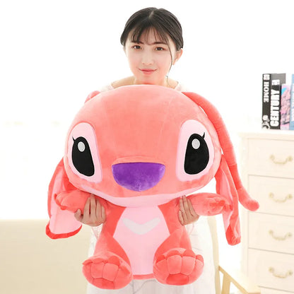 Big Size Disney Stitch Plush Doll Kawaii Soft Blue Pink Elf Cartoon Anime Movie Stuffed Toy Christmas Gift