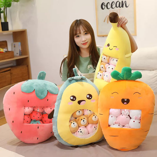 Hot 8pcs A Bag Of Fruit Toy Stuffed Soft Snack Pillow Plush Strawberry Avocado Banana Kids Toys Birthday Christmas Gift For Girl