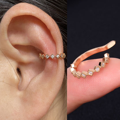 1pcs Simple Flower Shape Zircon Ear Cuff for Women Charming Crystal Clip on Earrings Earcuff Without Piercing  Fashion Jewelry