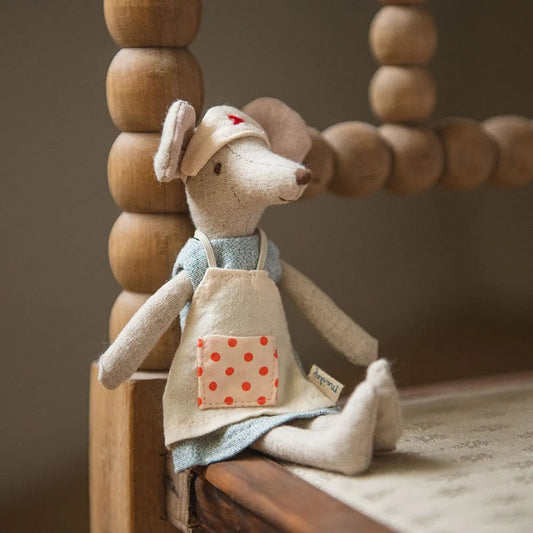 Original Tiny Nurse Mouse Cloth Toy Christmas New Year Gift Newborn Nursey Doll Little Mice Soft Plushies