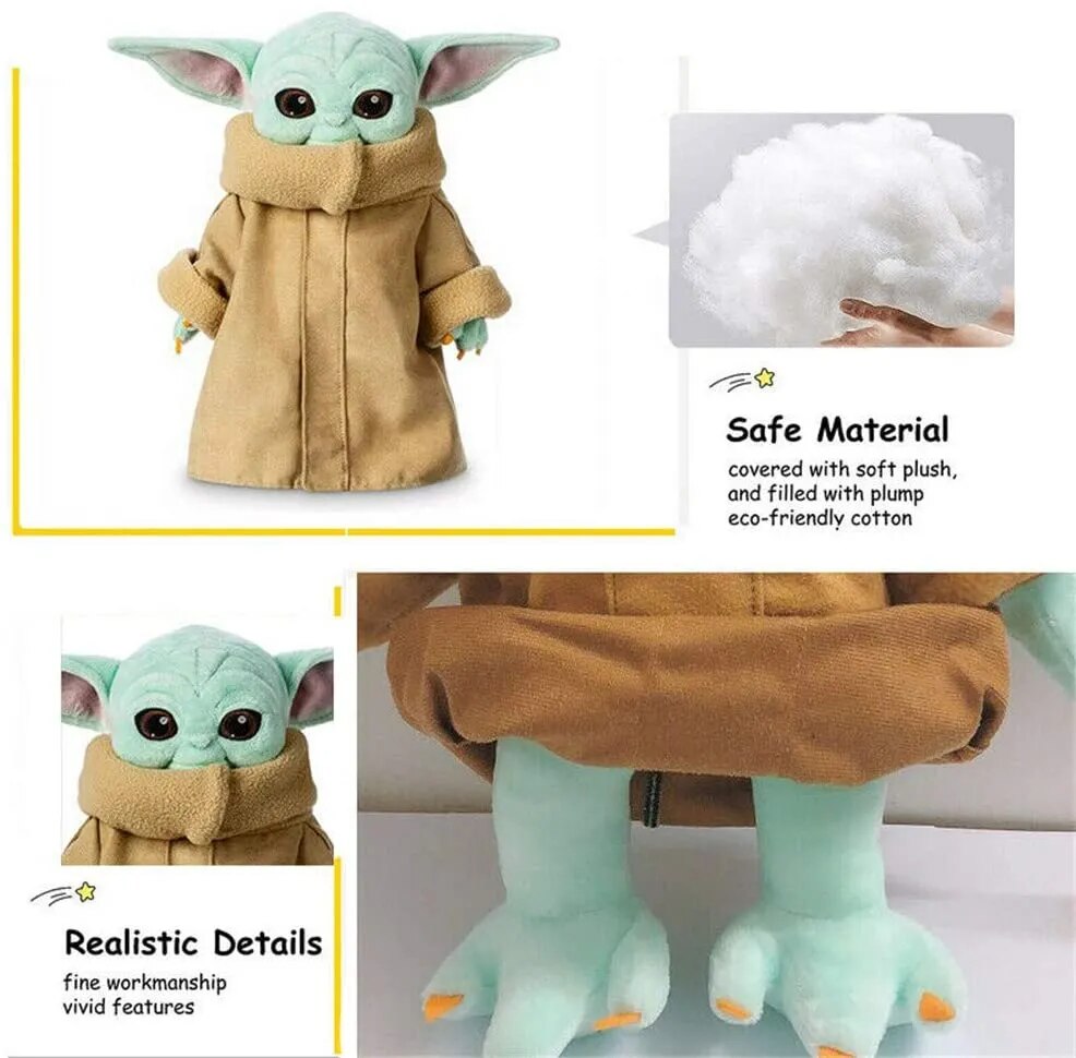 Baby Yoda Plush Toy 30cm Star Wars Disney Grogu Doll The Mandalorian Movie Peluche Child Action Figure Doll Cute Stuffed Animal for Boy Kids Gift