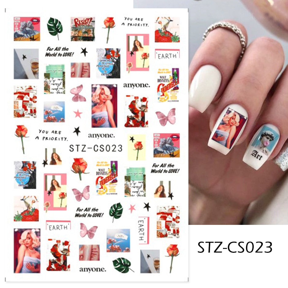 3D Valentine Sticker for Nails Cute Cartoon Lover Sliders for Nail Gang Girl DIY Design Decals Manicure Nail Art Decor GLF106