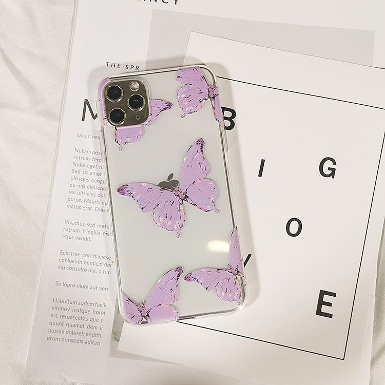 Butterfly Aesthetic Silicone Soft For iPhone 6 7 8 plus xs xr Back Cover For Apple iPhone 11 12 Pro Max Phone Case 13 Pro Mini