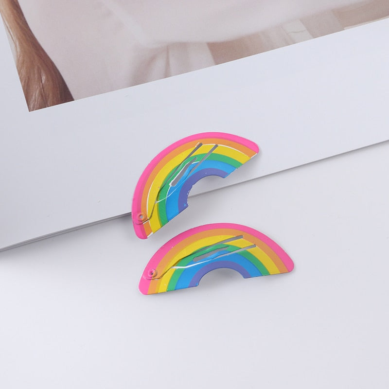 New Girls Cartoon Pattern Hairpins Cute Animal Rainbow Sweet Hair Clips Kids BB Clips Hair Accessories Fashion Barrettes Gift