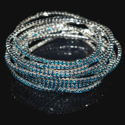 10 Pieces of Ladies Transparent Shiny Crystal Bracelet 27 Colors Full Rhinestone Elastic Bracelet Women Wristband Bracelet Gift