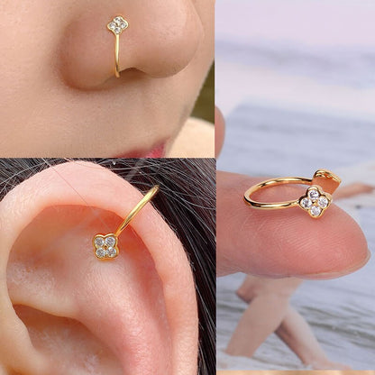 1pcs Simple Flower Shape Zircon Ear Cuff for Women Charming Crystal Clip on Earrings Earcuff Without Piercing  Fashion Jewelry