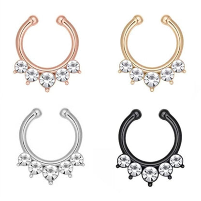1/2Piece Stainless Stell Fake Nose Ring Septum Piercing Jewelry Crystal Fake Septum Piercing Ring Bulk Faux Nose Piercing Lot