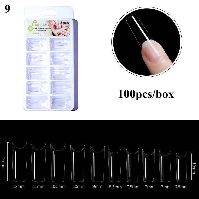 100Pcs Fake Nail Nails Extension Transparent Acrylic Nail Seamless Full/Half Cover Beauty Nail Decor French Nail Manicure Tools