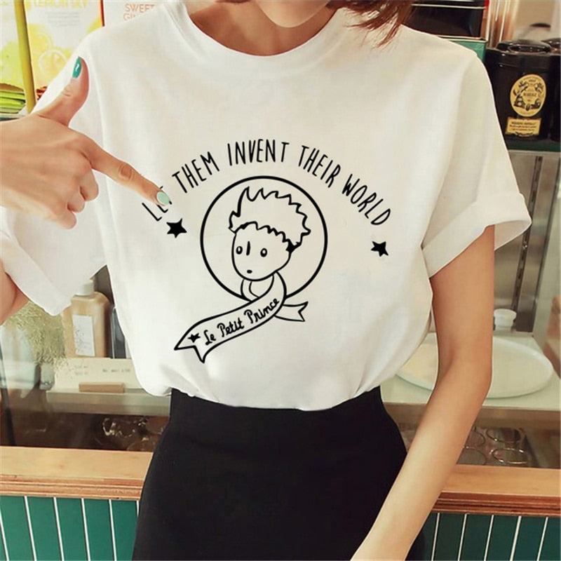 Hot Spring Summer Little Prince Graphic Women's T-Shirt Little Prince Graphic Tees Vouge Shirts For women O-Neck Short Sleeve