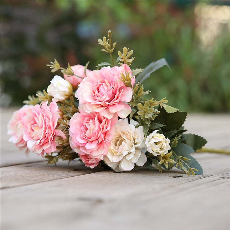 7 forks / bouquet peony fake flower silk flower peony bouquet wedding home decoration fake peony rose