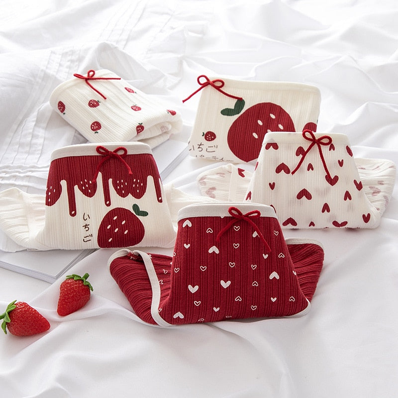 5Pcs/set Cotton Panties for Women Girl Briefs Underwear Plus Size Cute Soft Short Pantys Lingerie Female Ladies Underpants