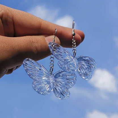 ZX Transparent Resin Butterfly Big Statement Drop Earrings for Women Girls Cute Animial Hanging Earrings Wholesale Jewelry Gifts