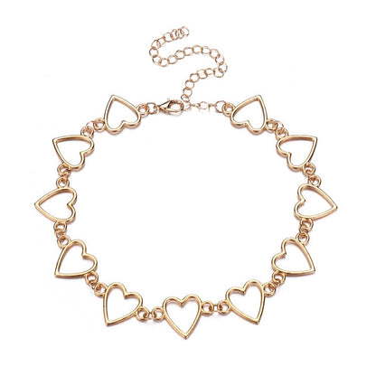New Hollow Korean Sweet Love Heart Choker Necklace Statement Girlfriend Gift Cute Bicolor Necklace Jewelry Collier Femme