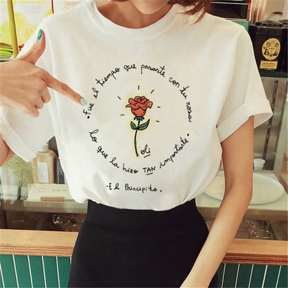 Hot Spring Summer Little Prince Graphic Women's T-Shirt Little Prince Graphic Tees Vouge Shirts For women O-Neck Short Sleeve