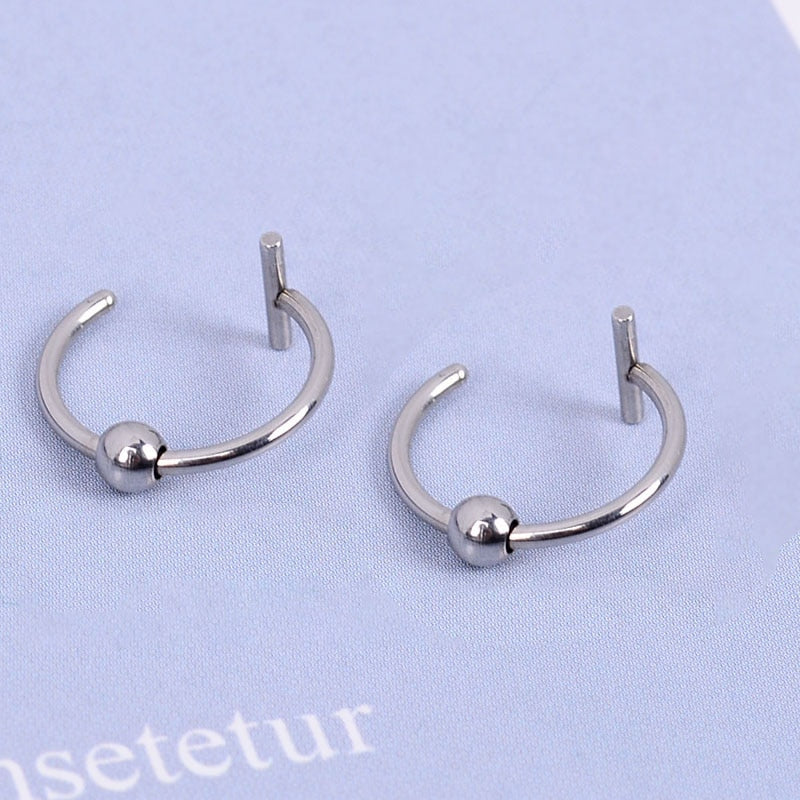 New Punk 8/10mm Titanium Steel Lip Rings Cuff Clip on Fake Labret Piercing Ear Nose Hoops Unisex Women Septum Body Jewelry