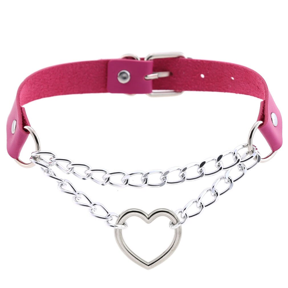 Pastel Goth Choker Heart Collar For Girl Cosplay Harajuku Necklace Neck Strap Chocker Kawaii Pink  Aesthetic Accessories