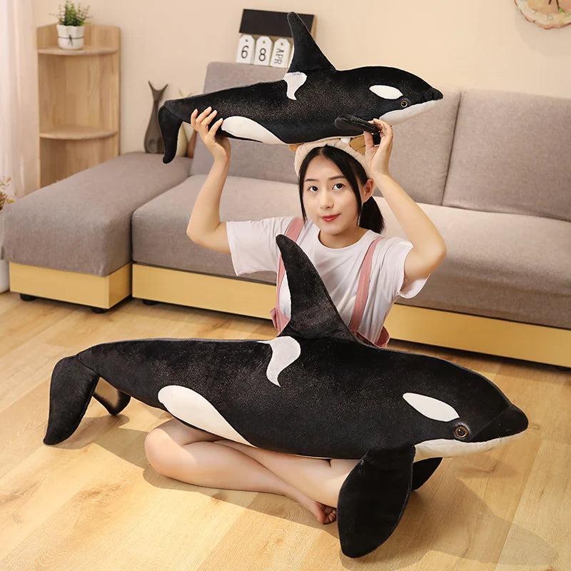 GIANT Orca Plush Toy 50/75CM Big Jumbo Killer Whale Stuffed Animal Large Fish Plushies Black White Soft Doll Sleeping Pillow Hug Kids Girls Gift