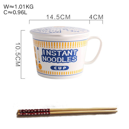 Kawaii Ramen Instant Noodle Bowl Set: Japanese Style Ceramic Tableware