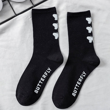 Women Korea Funny Socks Long Socks Black Cool Socks Harajuku Hip Hop Cotton Skateboard Socks Men New Trend Daisy Socks Men