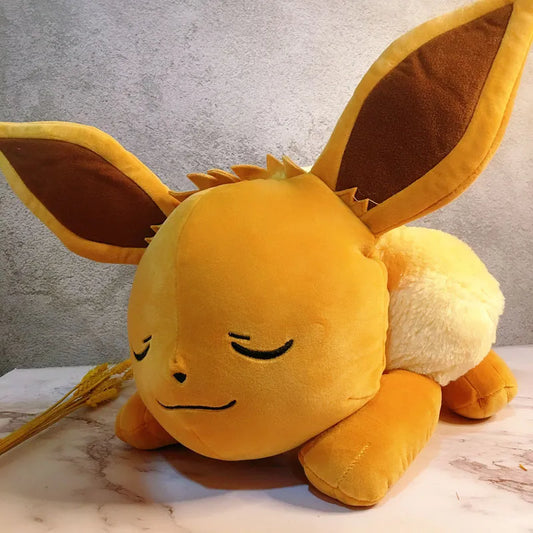 Original Pokemon Center Big Sleeping Eevee Plush Video Game Toy Stuffed Doll Soft Pillow 50CM