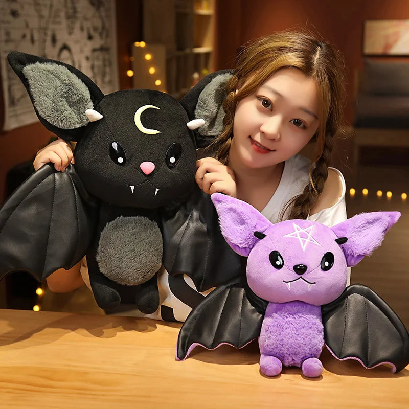 Dark Series Vampire Plush Bat Toy Pentacle Moon Bat Doll Stuffed Gothic Rock Style Bag Halloween Plush Kids Toy Home Decor