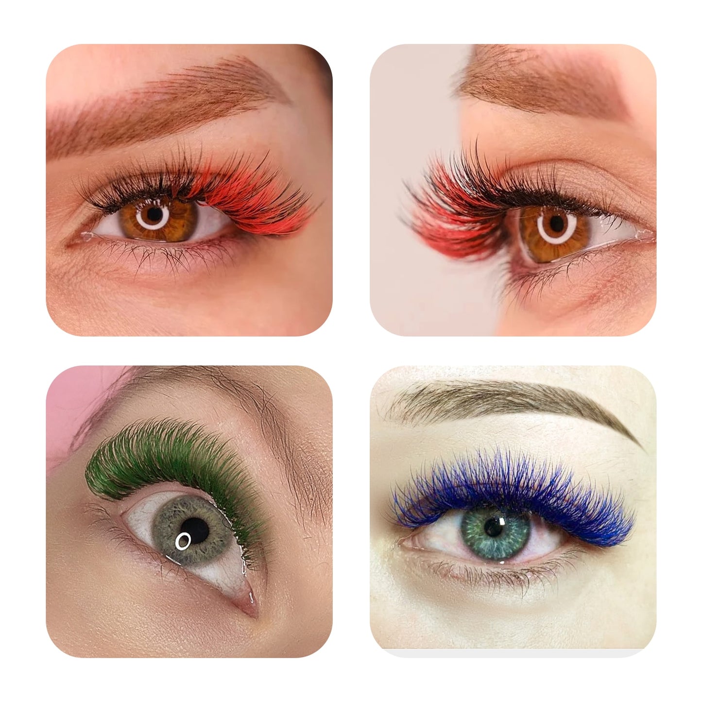 GLAMLASH Color Lash Purple Blue Brown Green Red White Pink Yellow Eyelash Extensions Individual False Colored Mink Lashes Makeup