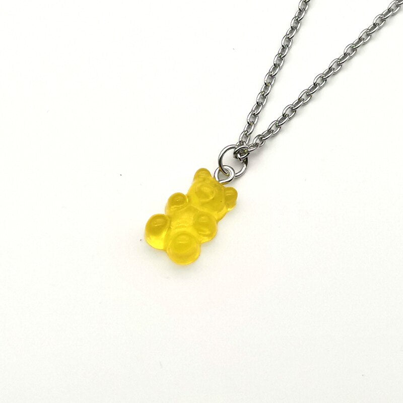 Handmade 33 Colors Cute Judy Cartoon Bear Chain Necklaces, Candy Color Pendant For Women&Girl Daily Jewelry Party Gifts