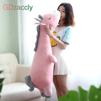 Giant Soft Toy Unicorn Plush Stuffed Animal Plushies Silver Horn Unicorn High Quality Sleeping Pillow Bed Decor Cushion Throw Pillow